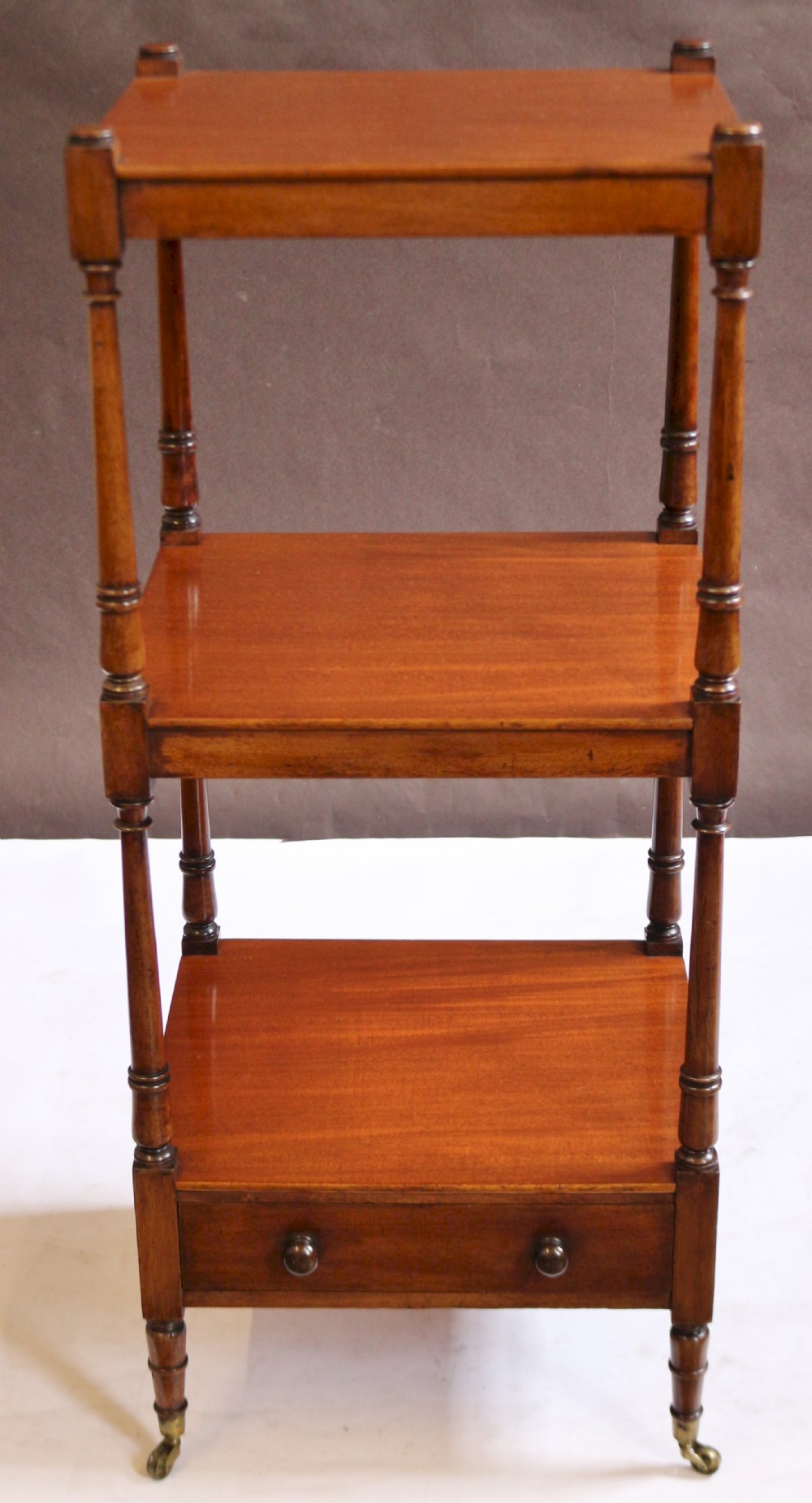 George 1V Mahogany 3 Tier Whatnot with Base Drawer