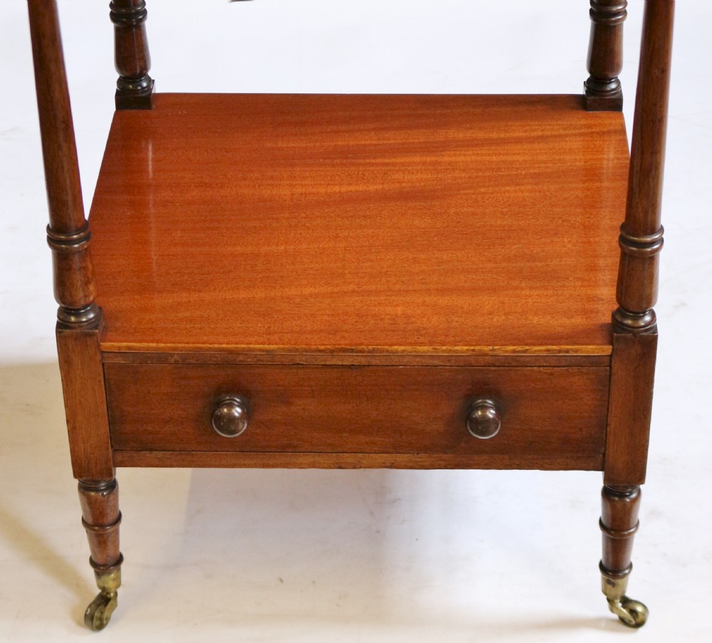 George 1V Mahogany 3 Tier Whatnot with Base Drawer View VI