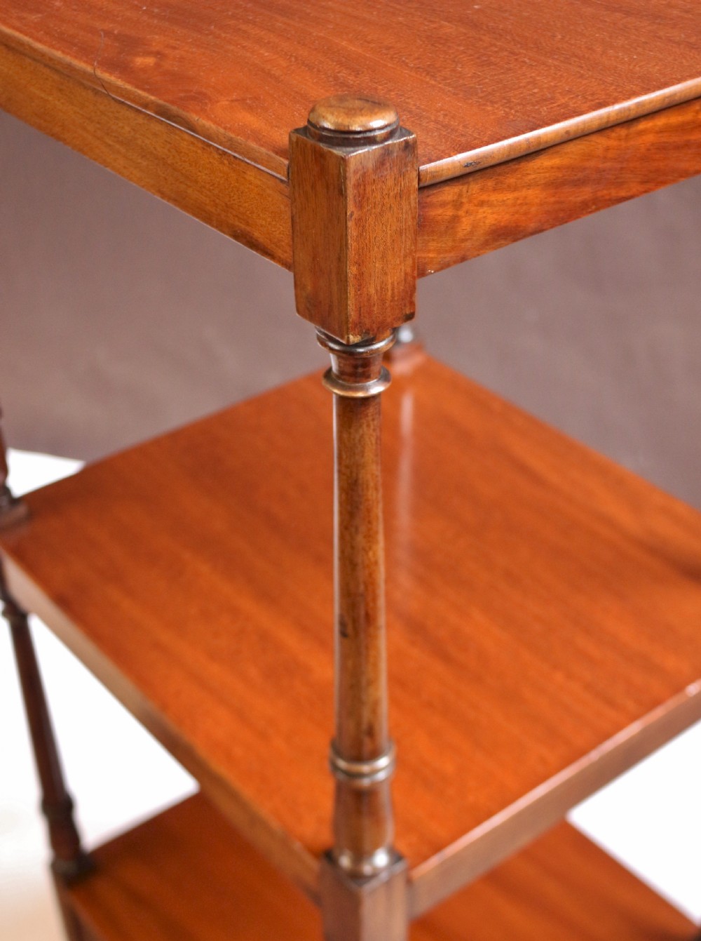 George 1V Mahogany 3 Tier Whatnot with Base Drawer View VII