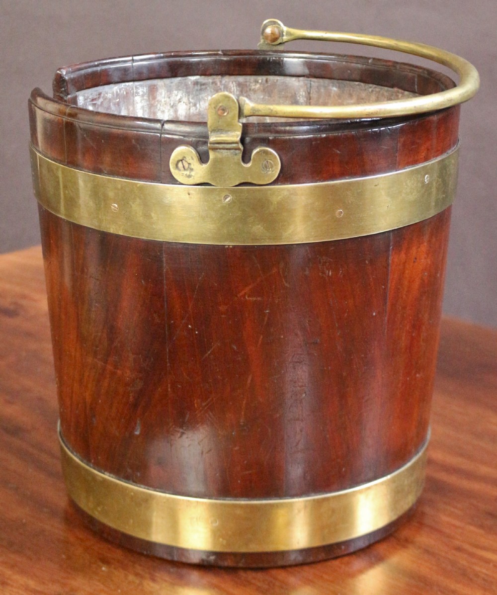 George III Mahogany Brass Bound Plate Bucket View IV