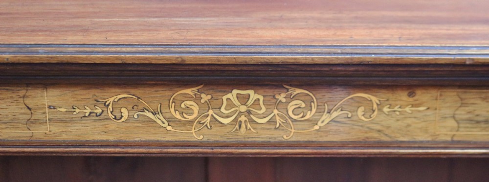 Edwardian Mahogany and Rosewood Open Inlaid Bookcase View VIII