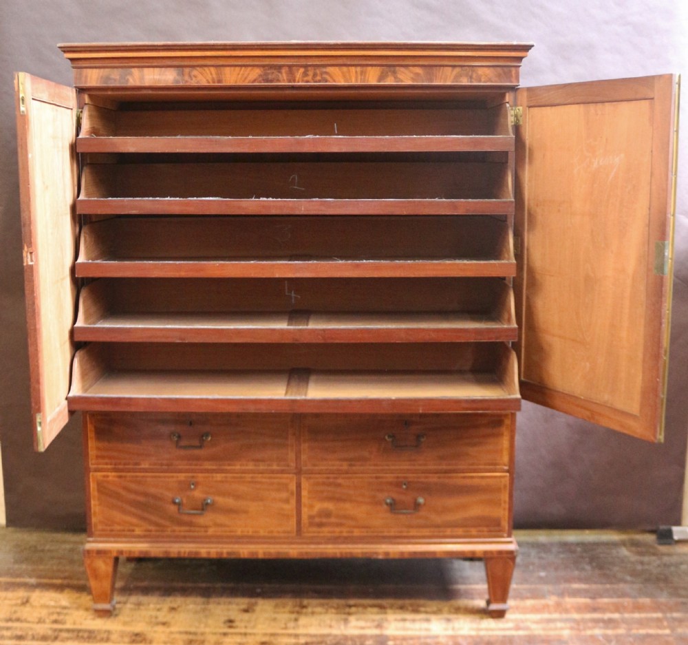 George 111 Fine Quality Mahogany Inlaid Linen Press View III