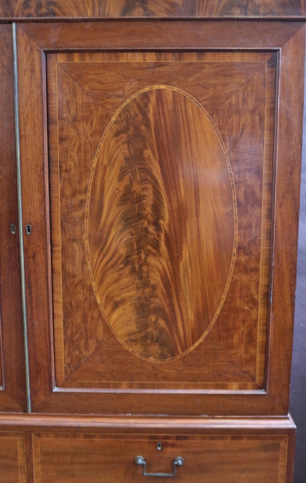 George 111 Fine Quality Mahogany Inlaid Linen Press View X
