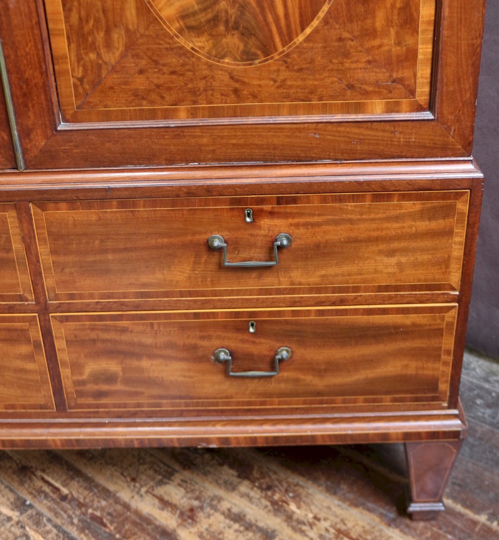 George 111 Fine Quality Mahogany Inlaid Linen Press View XIII