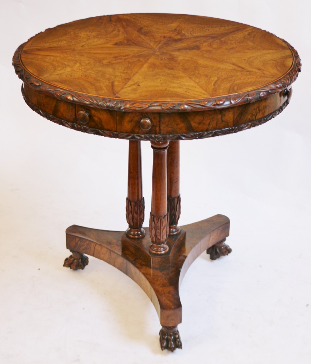A Fine 19C Olivewood Maltese Pedestal Drum Table View II