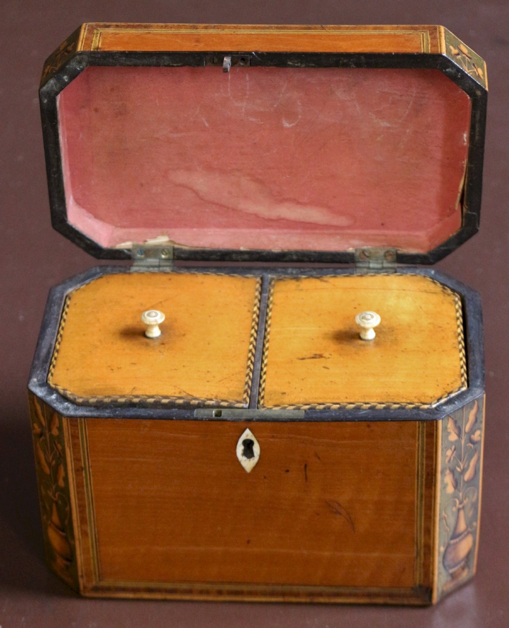 Regency Satinwood Inlaid Tea Caddy  View V
