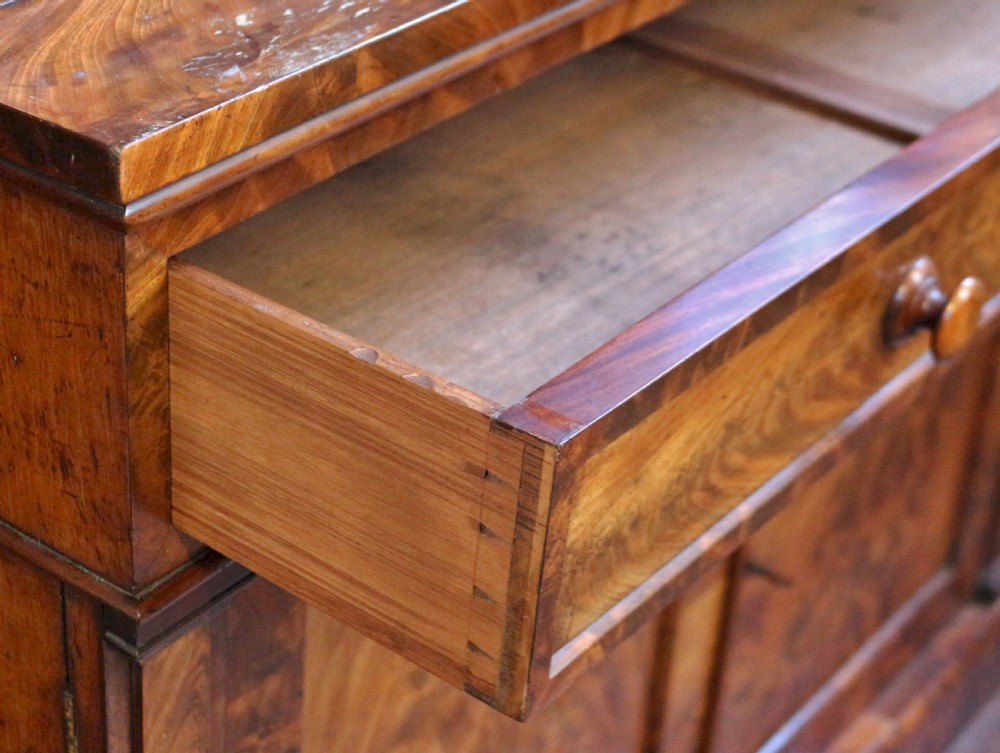 Fine Quality Early Victorian Flared Mahogany Cupboard Base Bookcase View VIII