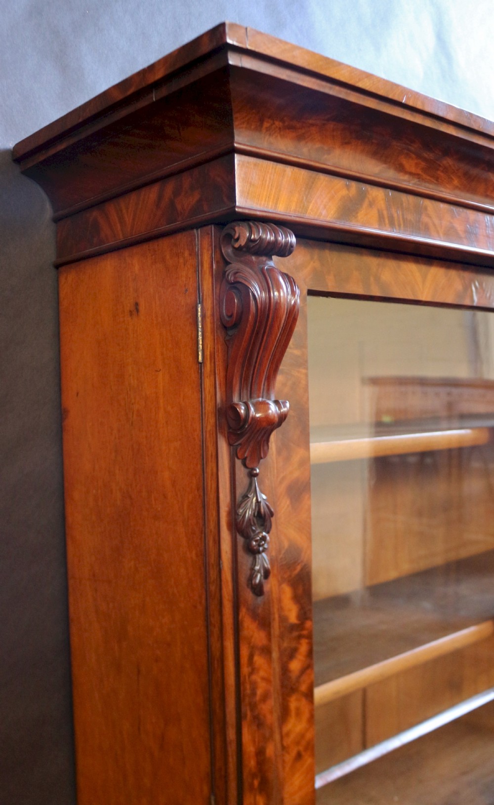 Fine Quality Early Victorian Flared Mahogany Cupboard Base Bookcase View X