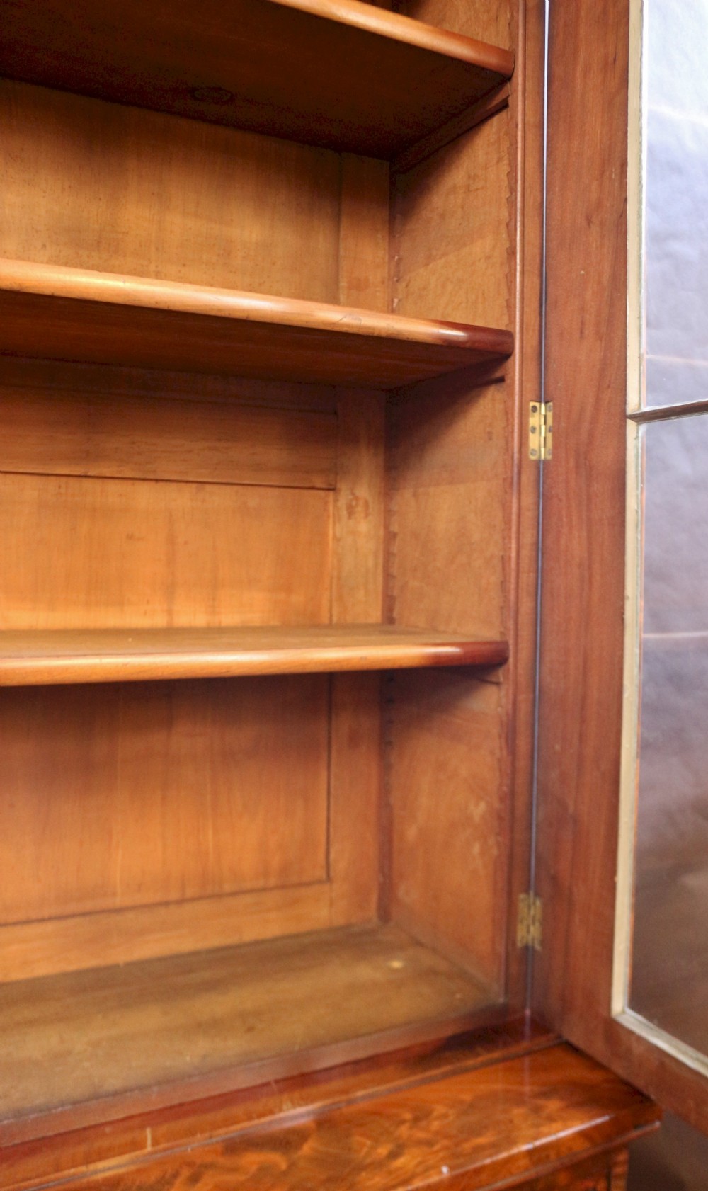 Fine Quality Early Victorian Flared Mahogany Cupboard Base Bookcase View XI