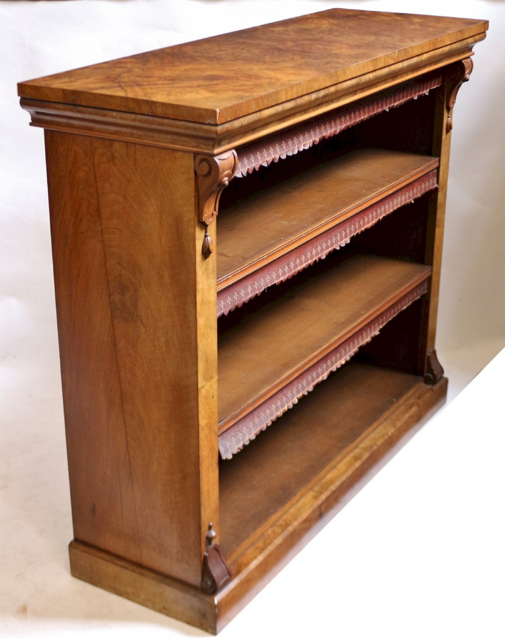 Victorian Figured Walnut Open Bookcase View IV