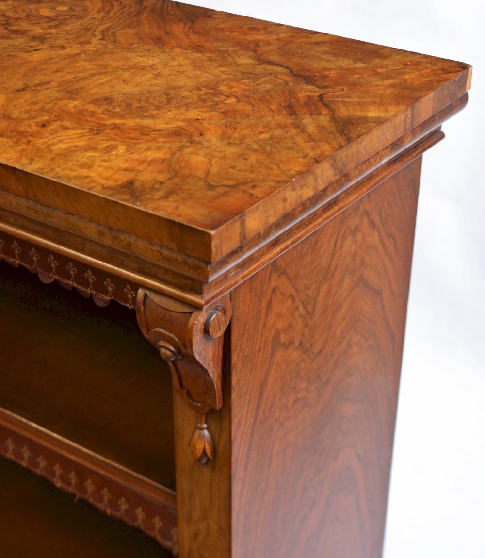 Victorian Figured Walnut Open Bookcase View VI
