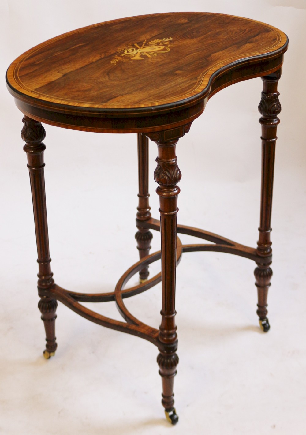 Late 19C Rosewood Inlaid Kidney Shaped Occasional Table View IV