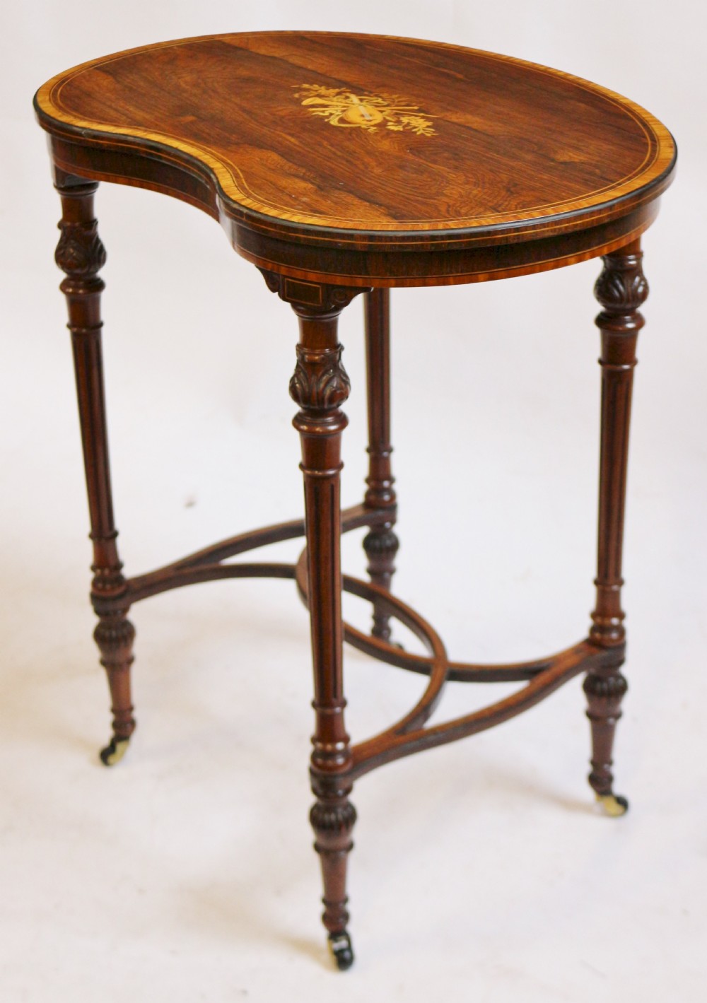 Late 19C Rosewood Inlaid Kidney Shaped Occasional Table View V