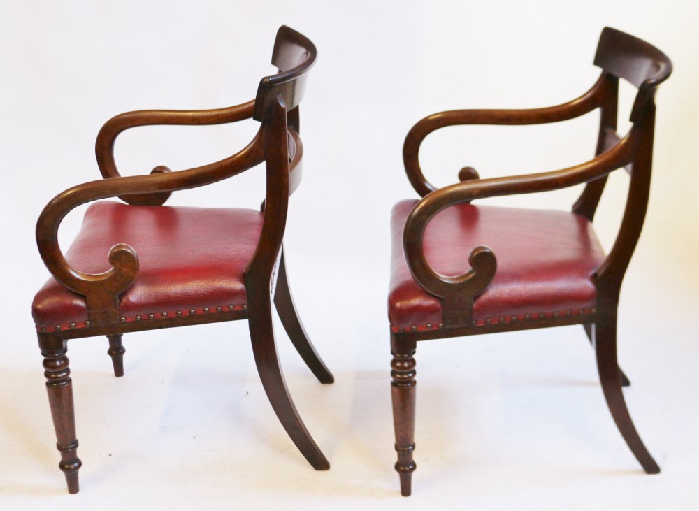 William 1V Mahogany Pair of Scroll Arm Carver Chairs View III