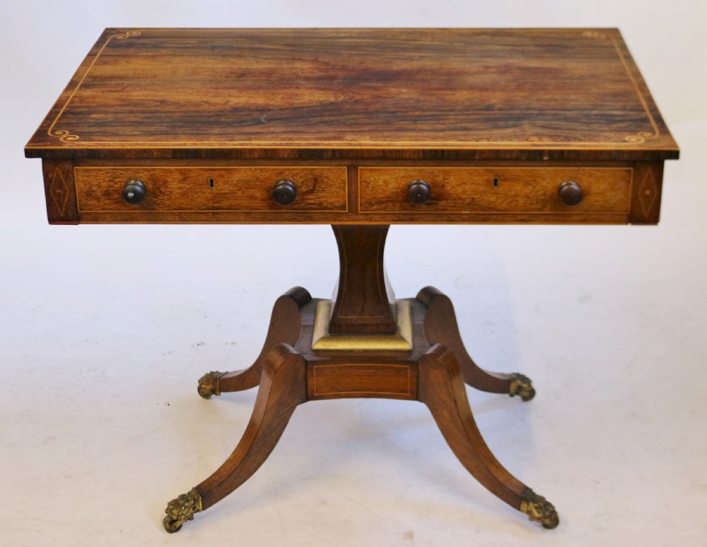 Regency Rosewood Pedestal 2 Drawer Oblong Centre Table
