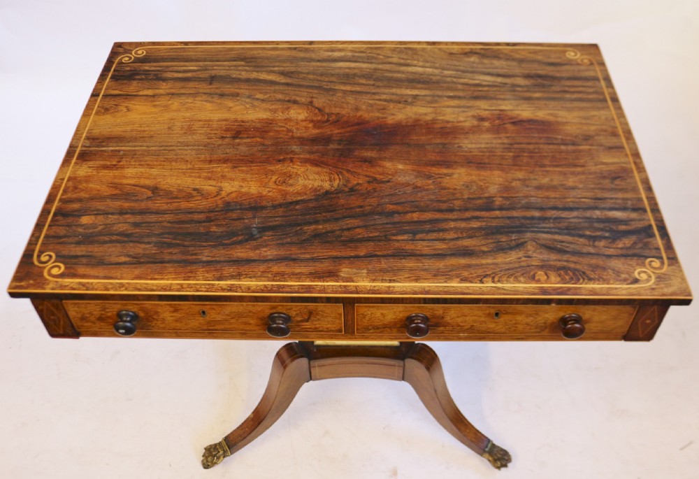 Regency Rosewood Pedestal 2 Drawer Oblong Centre Table View II