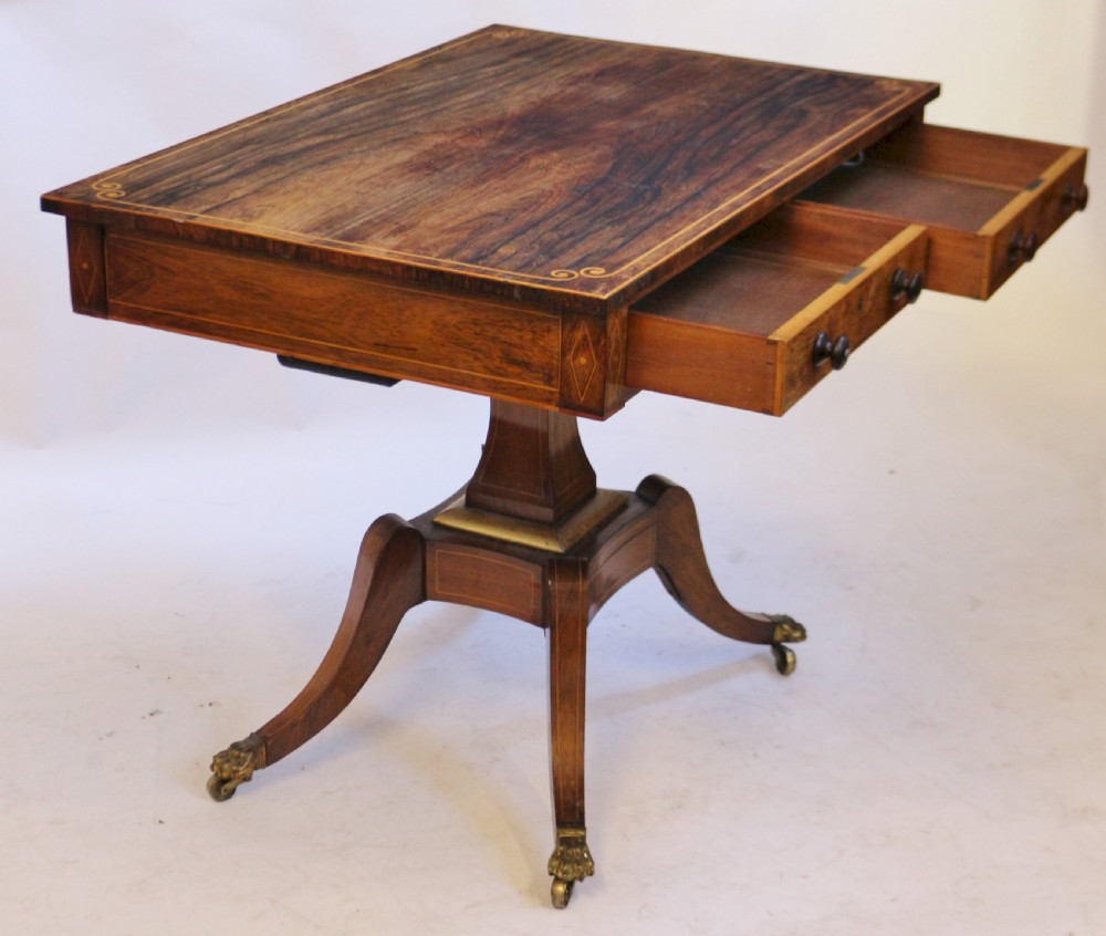 Regency Rosewood Pedestal 2 Drawer Oblong Centre Table View III