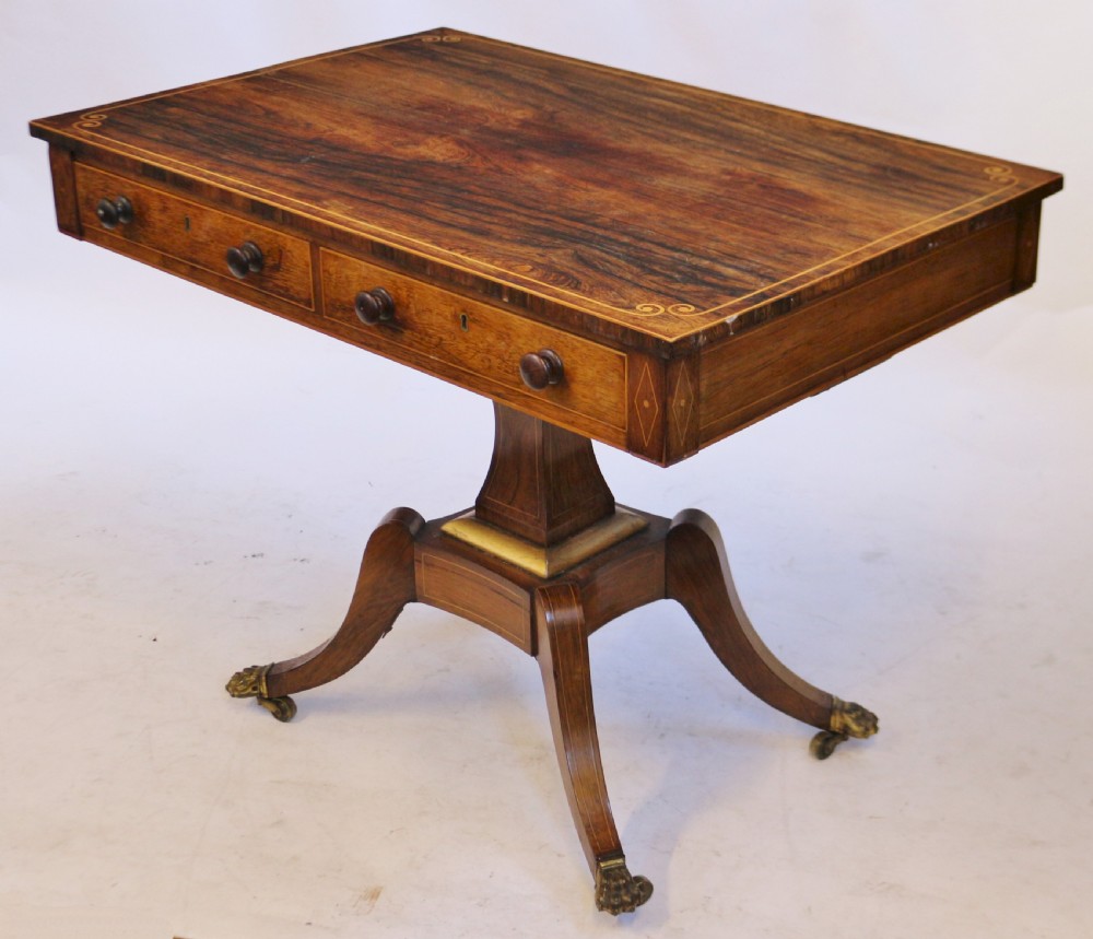 Regency Rosewood Pedestal 2 Drawer Oblong Centre Table View IV