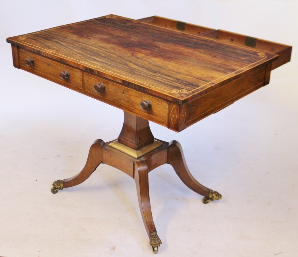 Regency Rosewood Pedestal 2 Drawer Oblong Centre Table View V