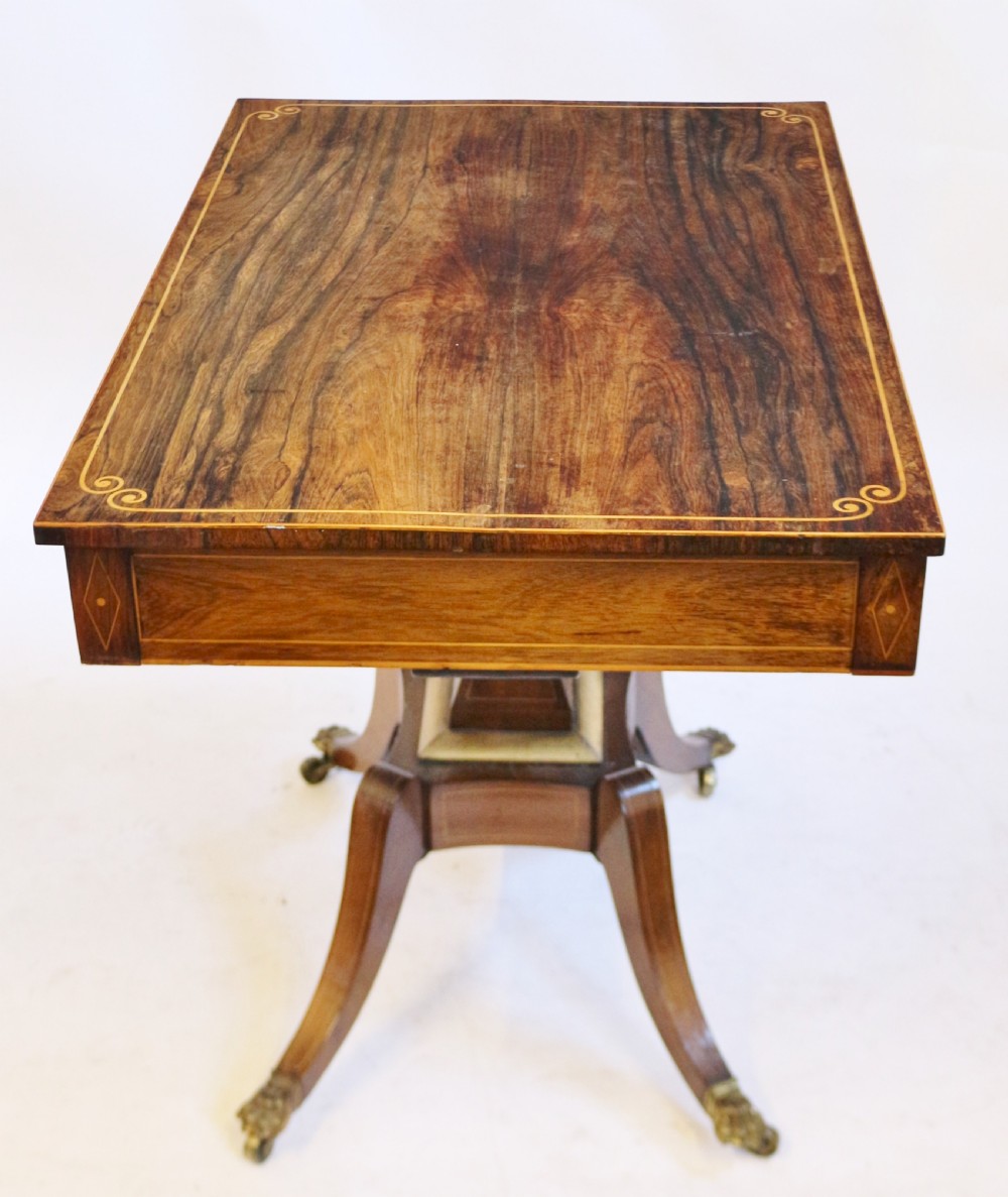Regency Rosewood Pedestal 2 Drawer Oblong Centre Table View VI