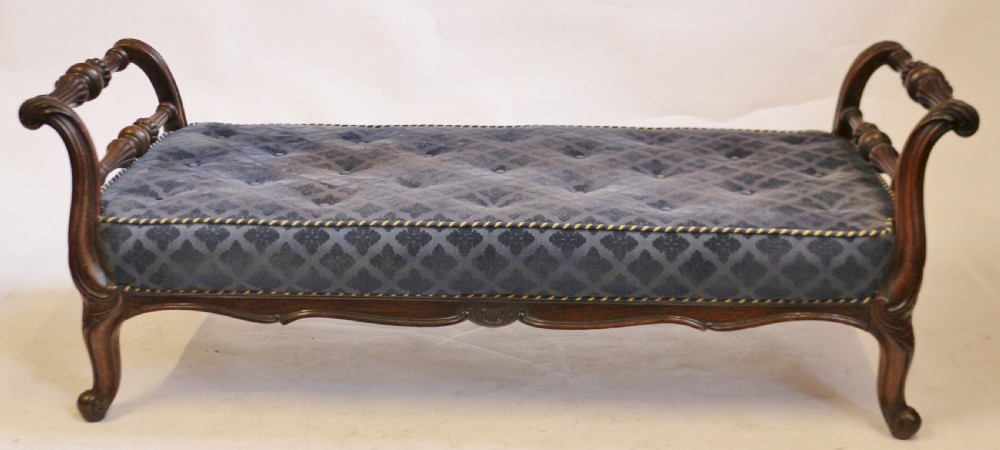 Early Victorian Large Rosewood Stool on Cabriole Legs