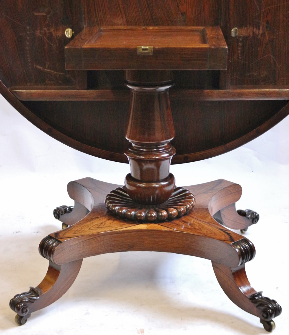 Regency Rosewood Circular Pedestal Centre Table View VI