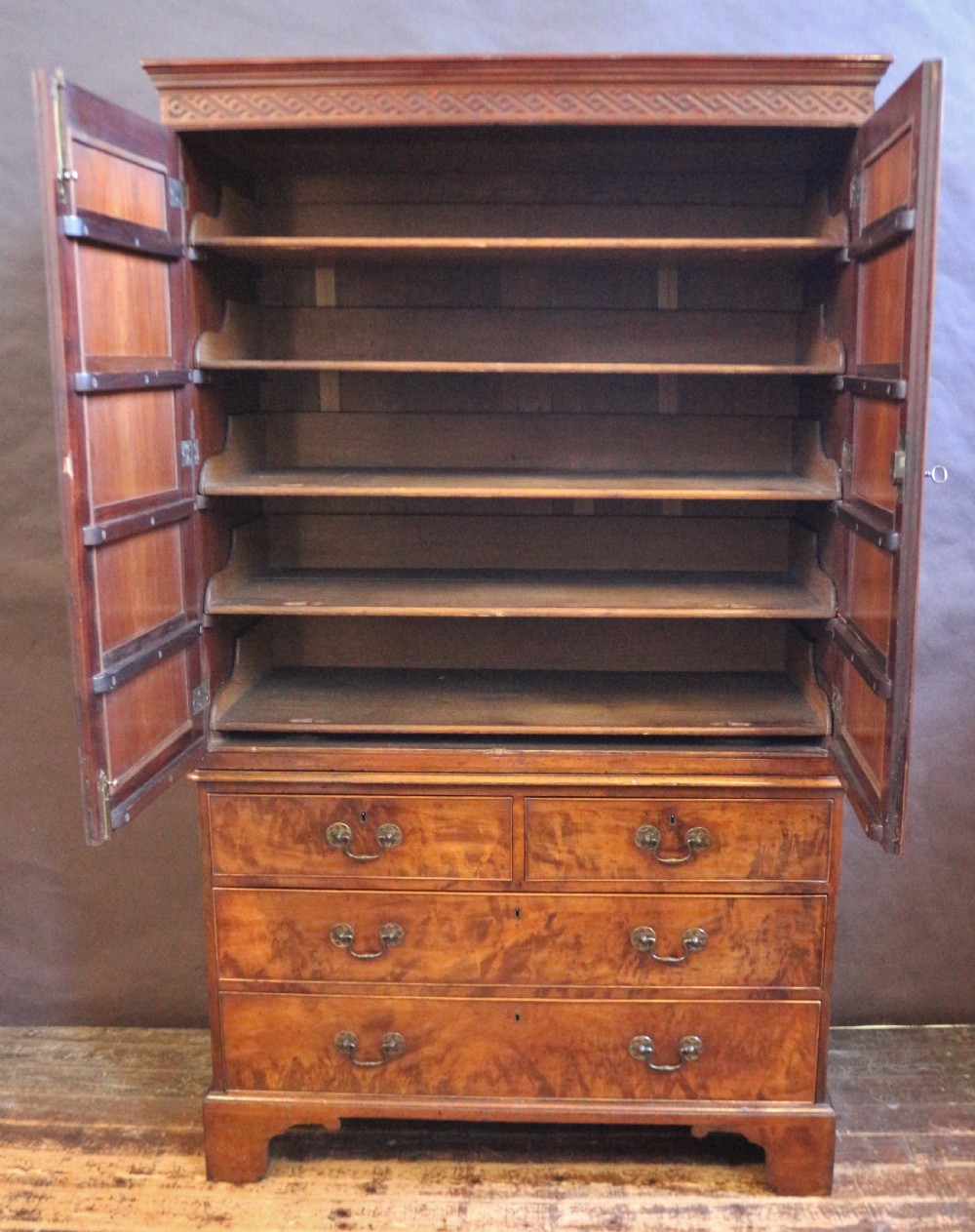 George 111 Fine Figured Mahogany Linen Press View II