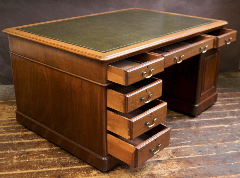 Edwardian Mahogany Partners Kneehole Desk View III