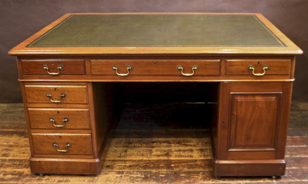 Edwardian Mahogany Partners Kneehole Desk View IV