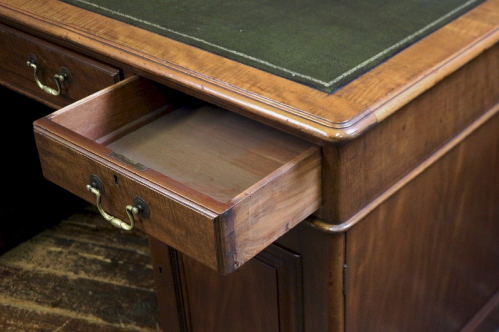 Edwardian Mahogany Partners Kneehole Desk View VII