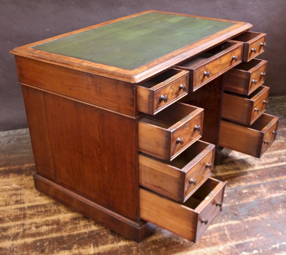 Victorian Figured Walnut 3 Part 9 Drawer Kneehole Desk View III