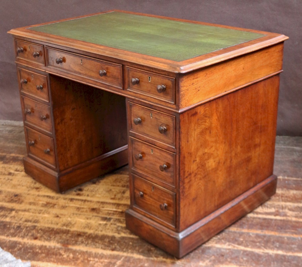 Victorian Figured Walnut 3 Part 9 Drawer Kneehole Desk View IV