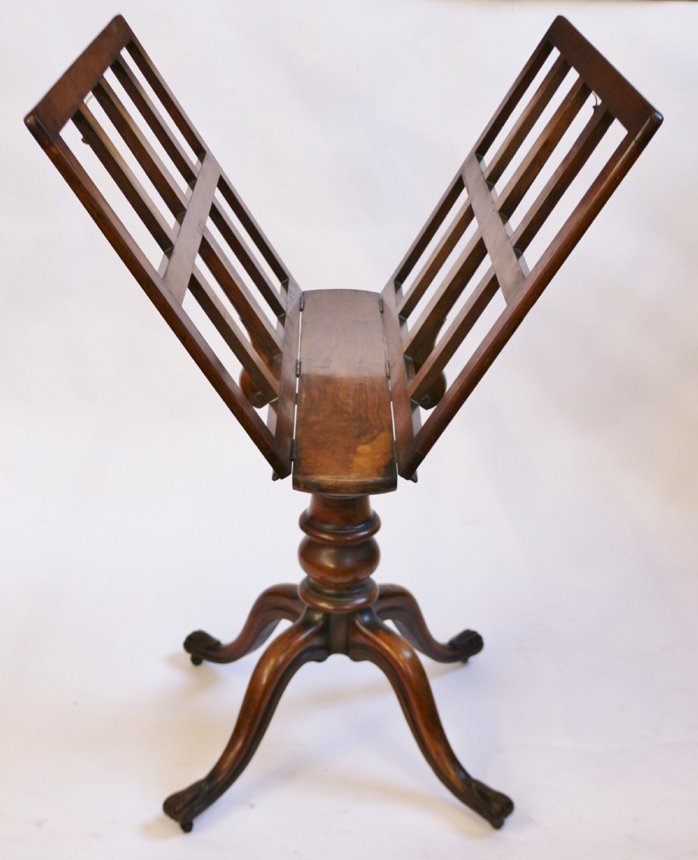 Early Victorian Walnut Portfolio Stand on Pedestal Base View IV