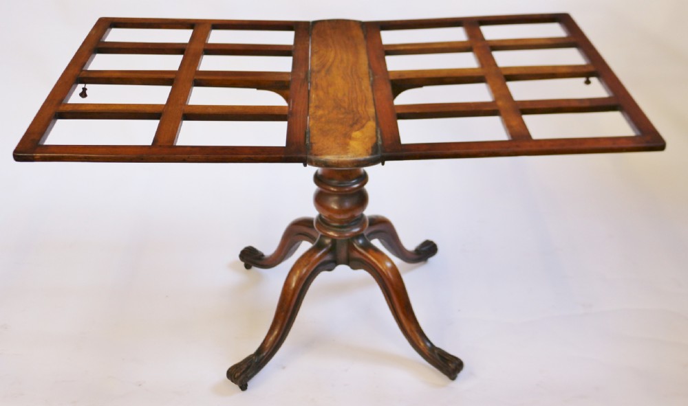Early Victorian Walnut Portfolio Stand on Pedestal Base View V