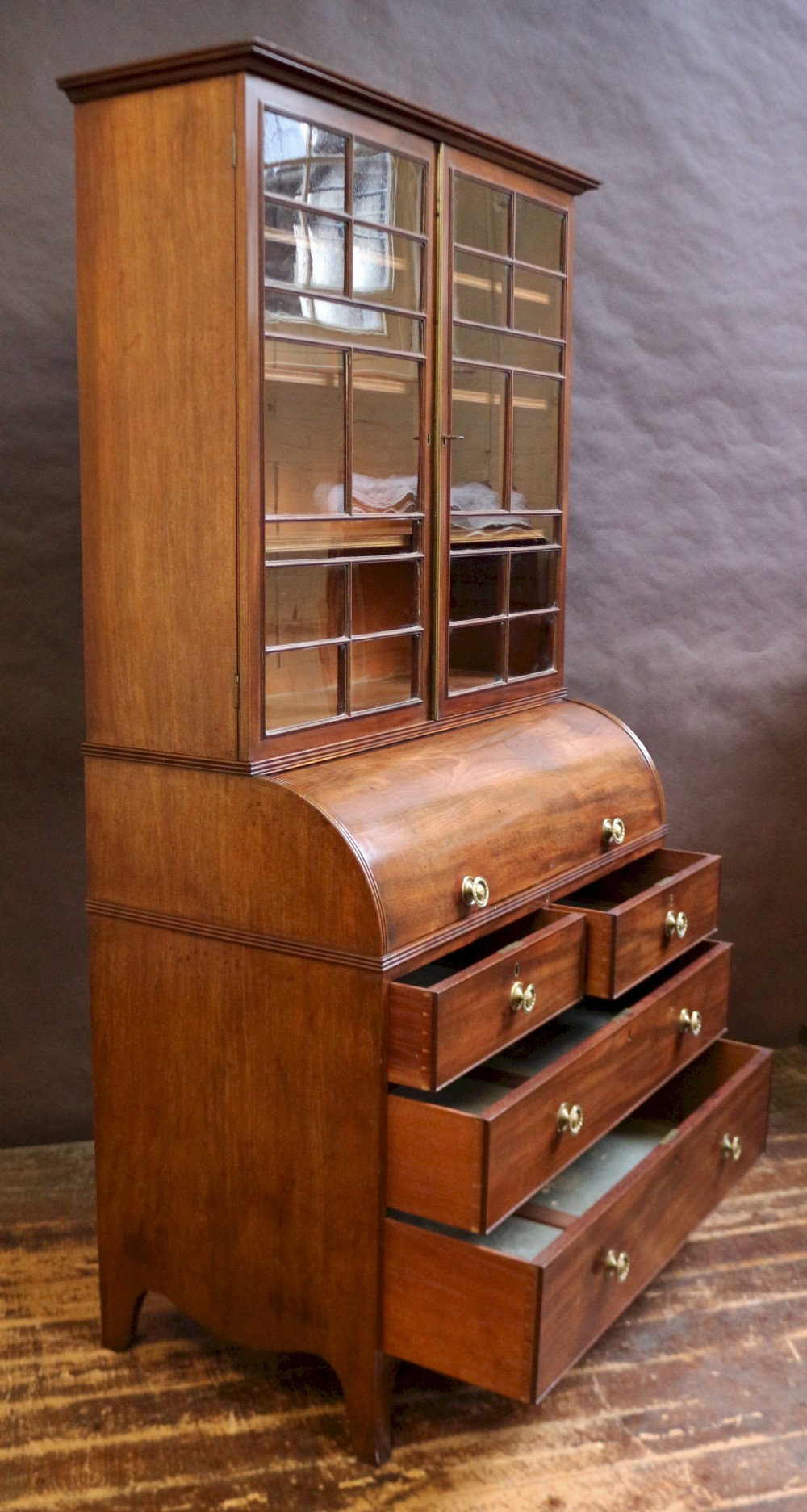 George 111 Mahogany Cylinder Top Bureau Bookcase View V