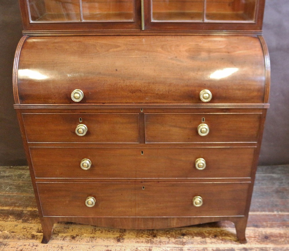 George 111 Mahogany Cylinder Top Bureau Bookcase View VIII