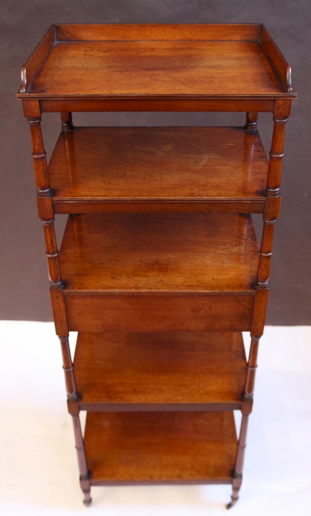George 111 Mahogany 5 Tier Whatnot with Side Drawer View VII