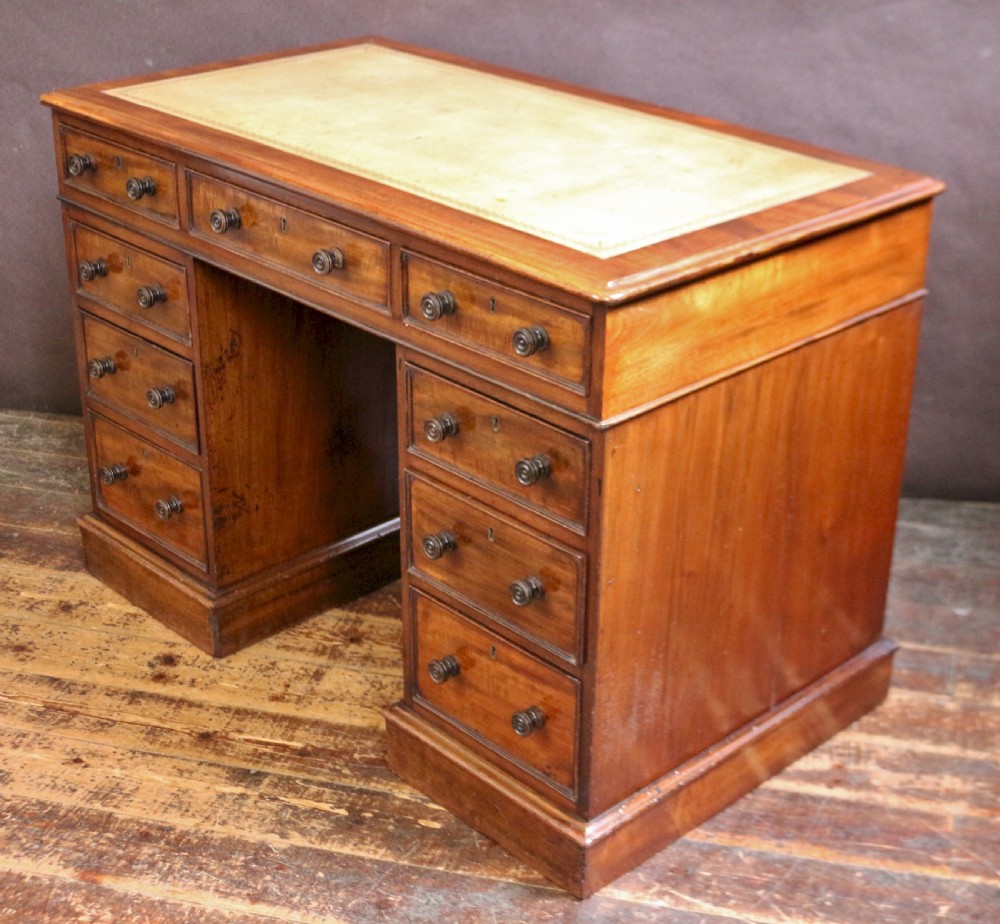 Victorian Mahogany 9 Drawer Kneehole Desk View III