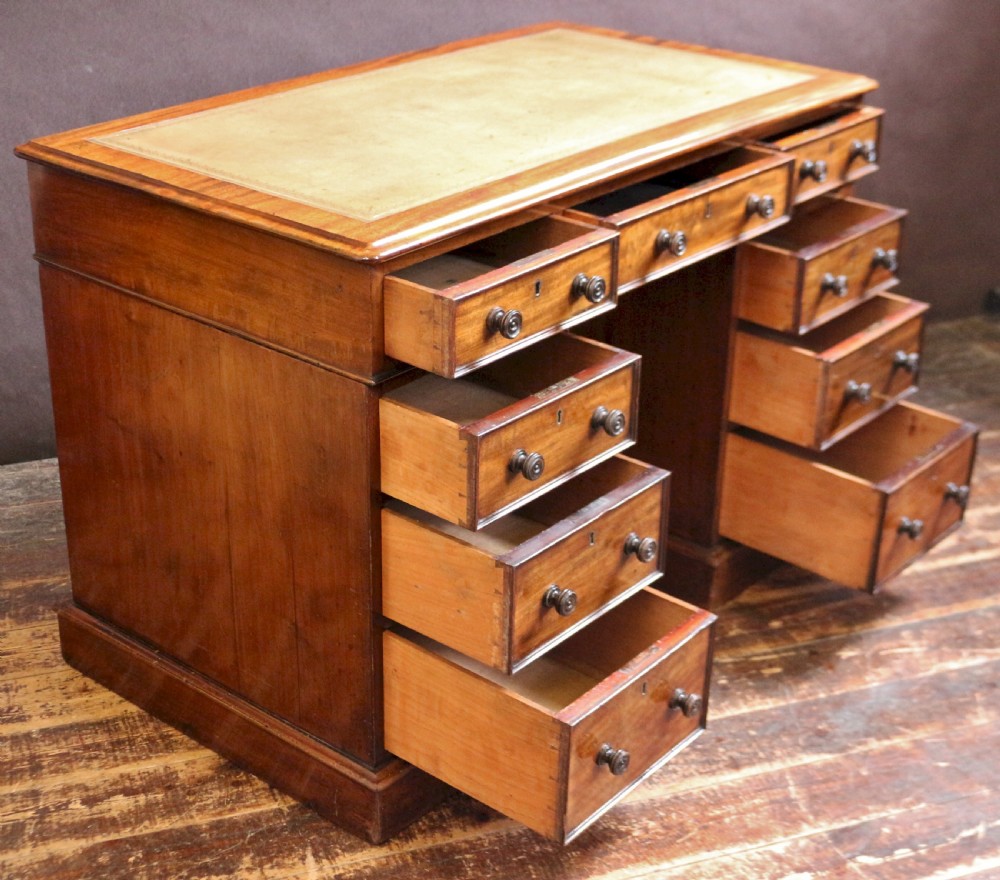 Victorian Mahogany 9 Drawer Kneehole Desk View IV