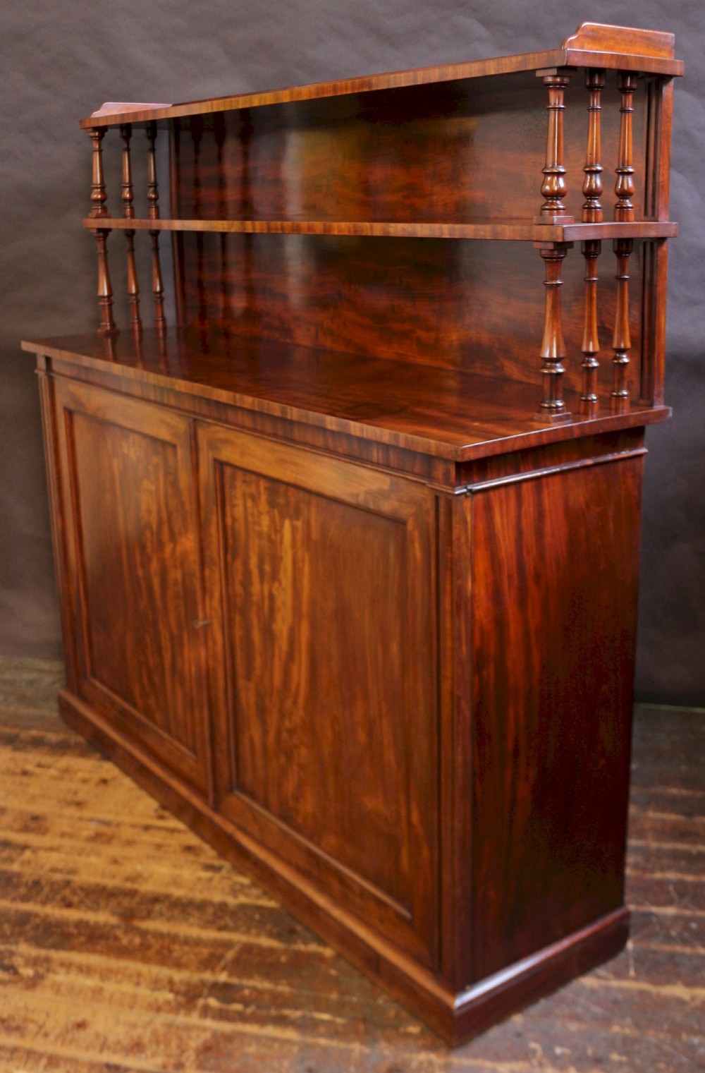 Early Victorian Large Mahogany Cupboard with 2 Tier Back View III