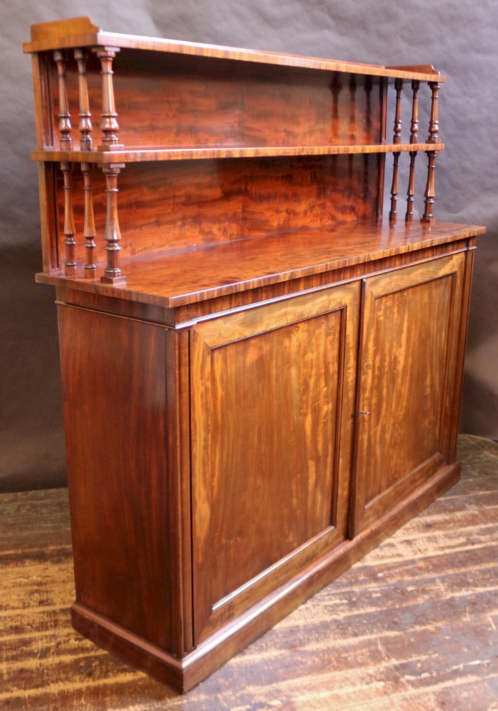 Early Victorian Large Mahogany Cupboard with 2 Tier Back View IV