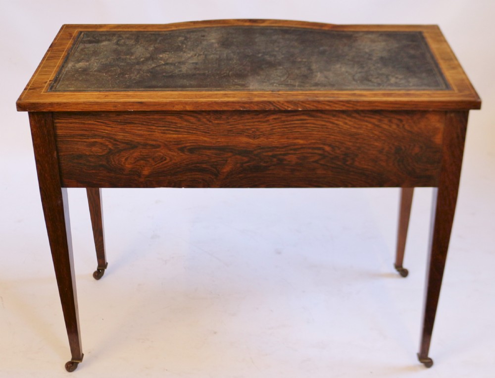 Edwardian Good Quality Inlaid Rosewood 5 Drawer Ladies Writing Table View VI