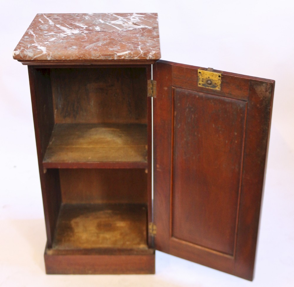Victorian Mahogany Marble Top Bedside Cupboard View II
