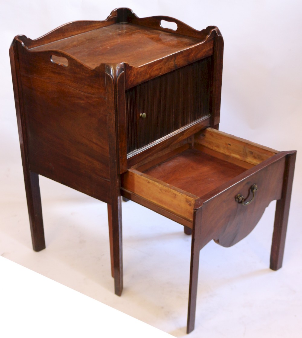 George 111 Mahogany Tray Top Commode having Tambour Sliding Doo View III