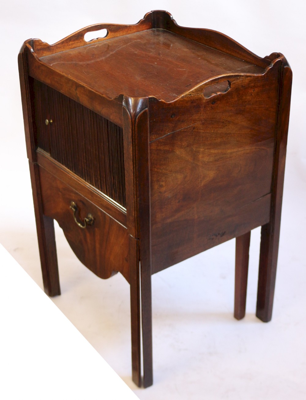 George 111 Mahogany Tray Top Commode having Tambour Sliding Doo View IV