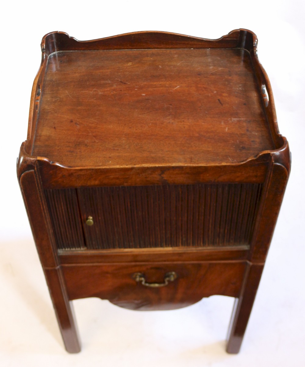 George 111 Mahogany Tray Top Commode having Tambour Sliding Doo View V