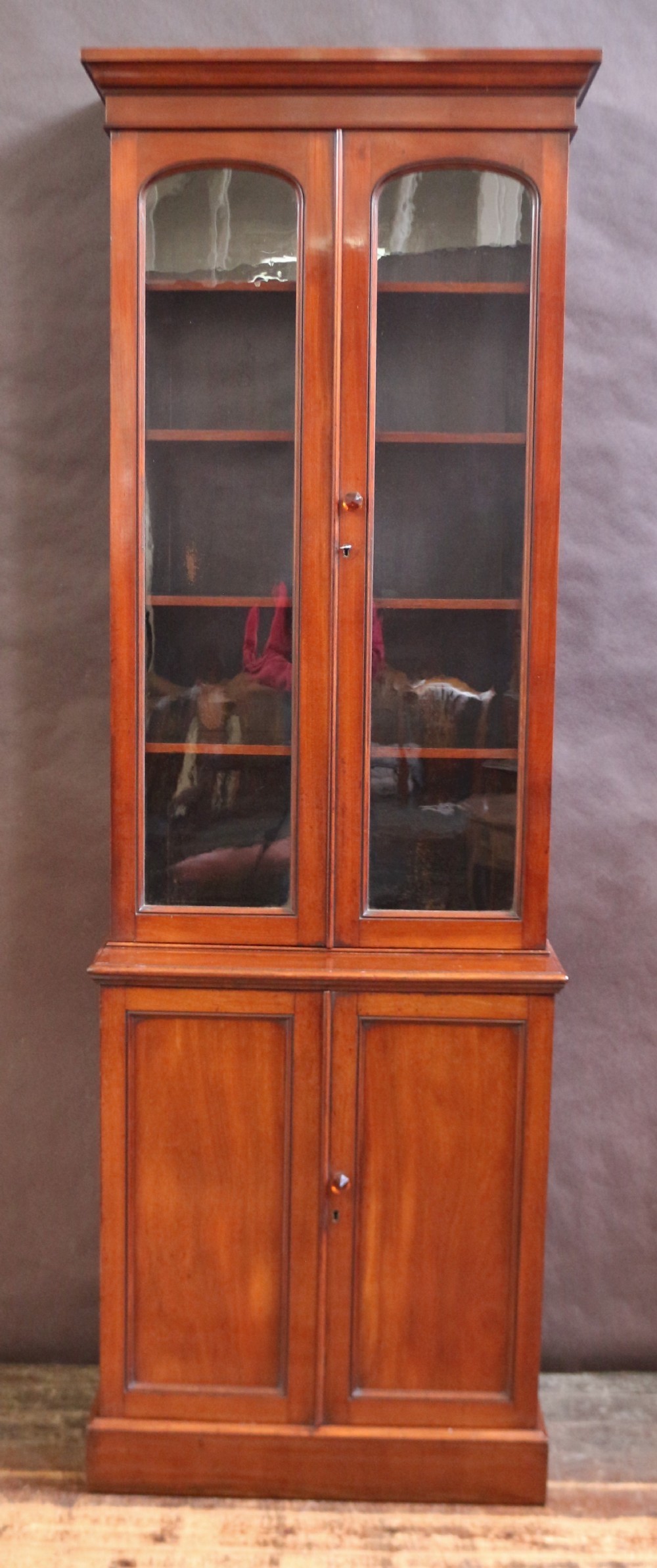 Victorian Mahogany Narrow 2 Door Cupboard Base Bookcase