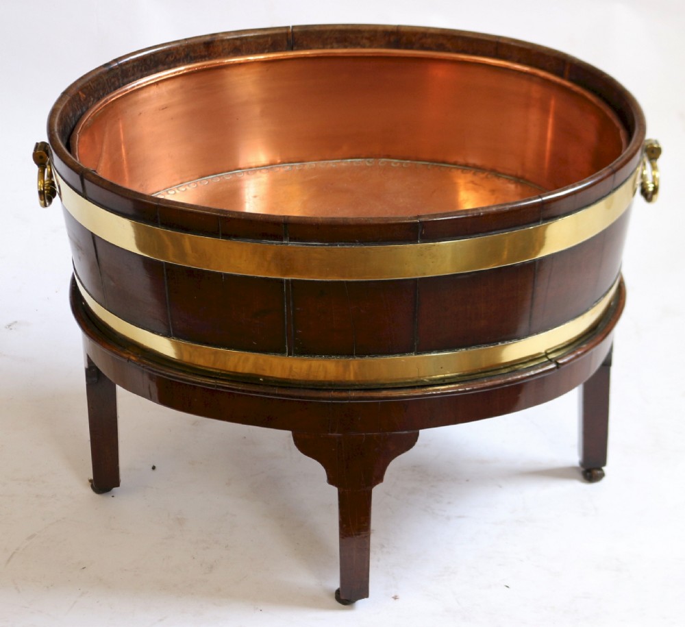 George 111 Mahogany Oval Wine Cooler on Square Leg Stand