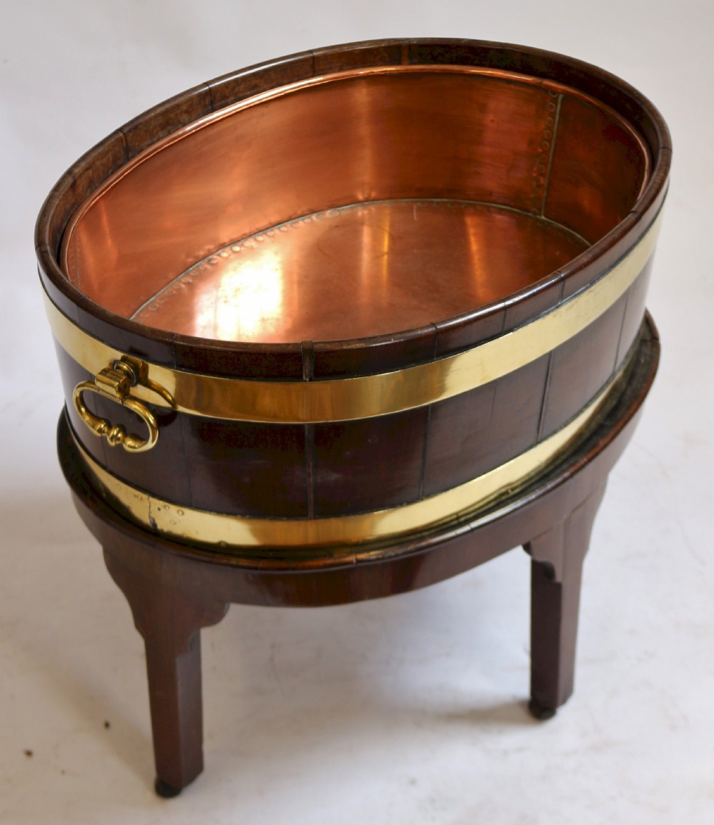 George 111 Mahogany Oval Wine Cooler on Square Leg Stand View II