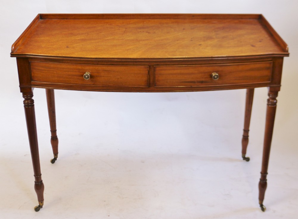 George 1V Mahogany Bow Front 2 Drawer Side Table